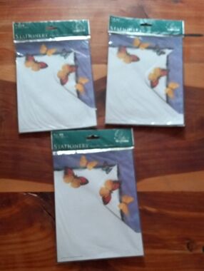 Vintage Paper Images Butterfly Stationery Writing Paper Pack Lot - Set of 3